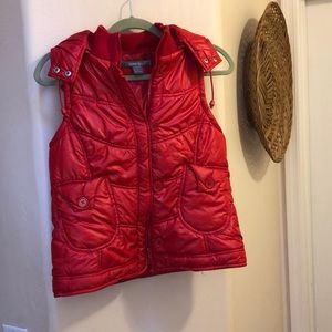 Red puffer vest